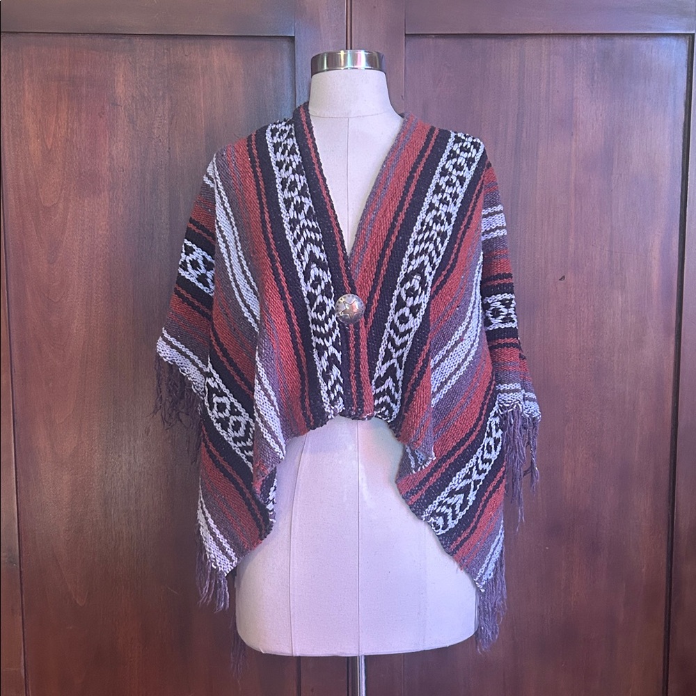 Serape Blanket Poncho Jacket OS
